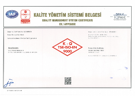 Kalite Yönetim Sistemi Belgesi