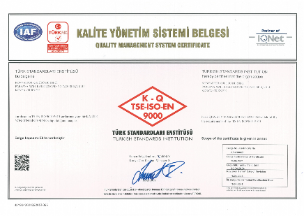 Konyaspor Kalite Yönetim Sistemi Belgesi