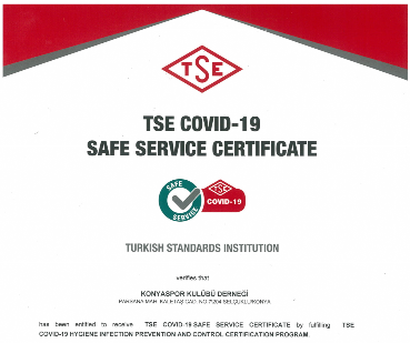 Konyaspor TSE COVID-19 SAFE SERVICE CERTIFICATE